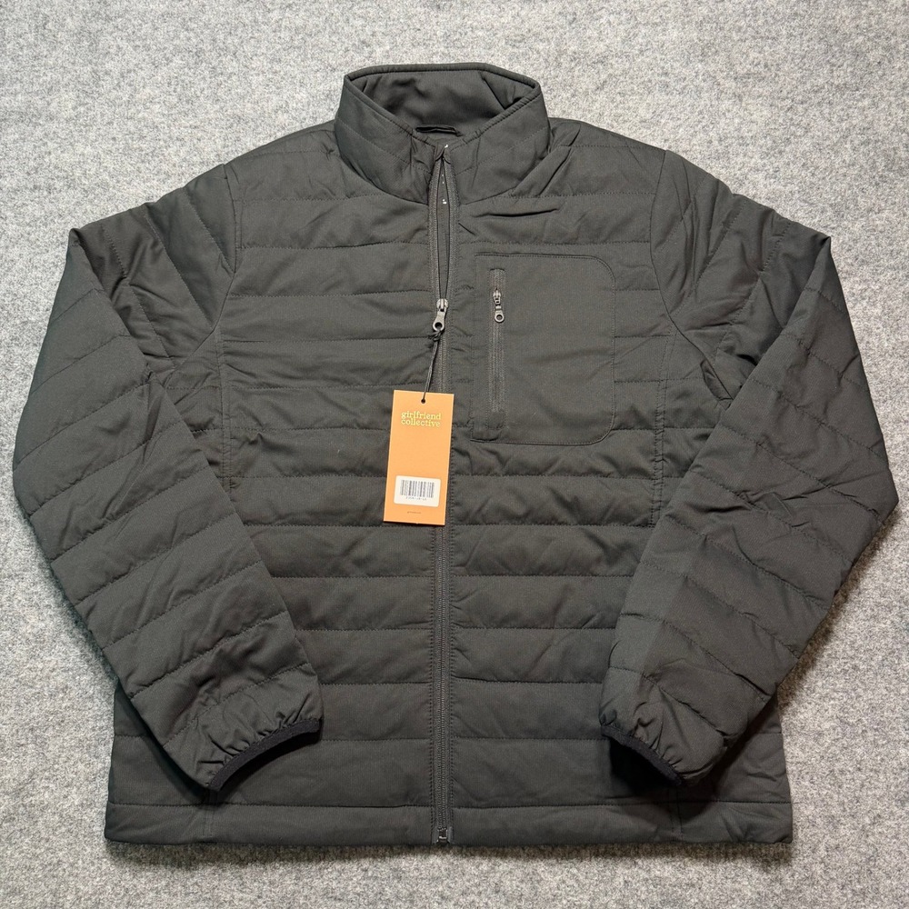 GIRLFRIEND COLLECTIVE Black Recycled Puffer Jacket Quilted Full Zip Coat Large